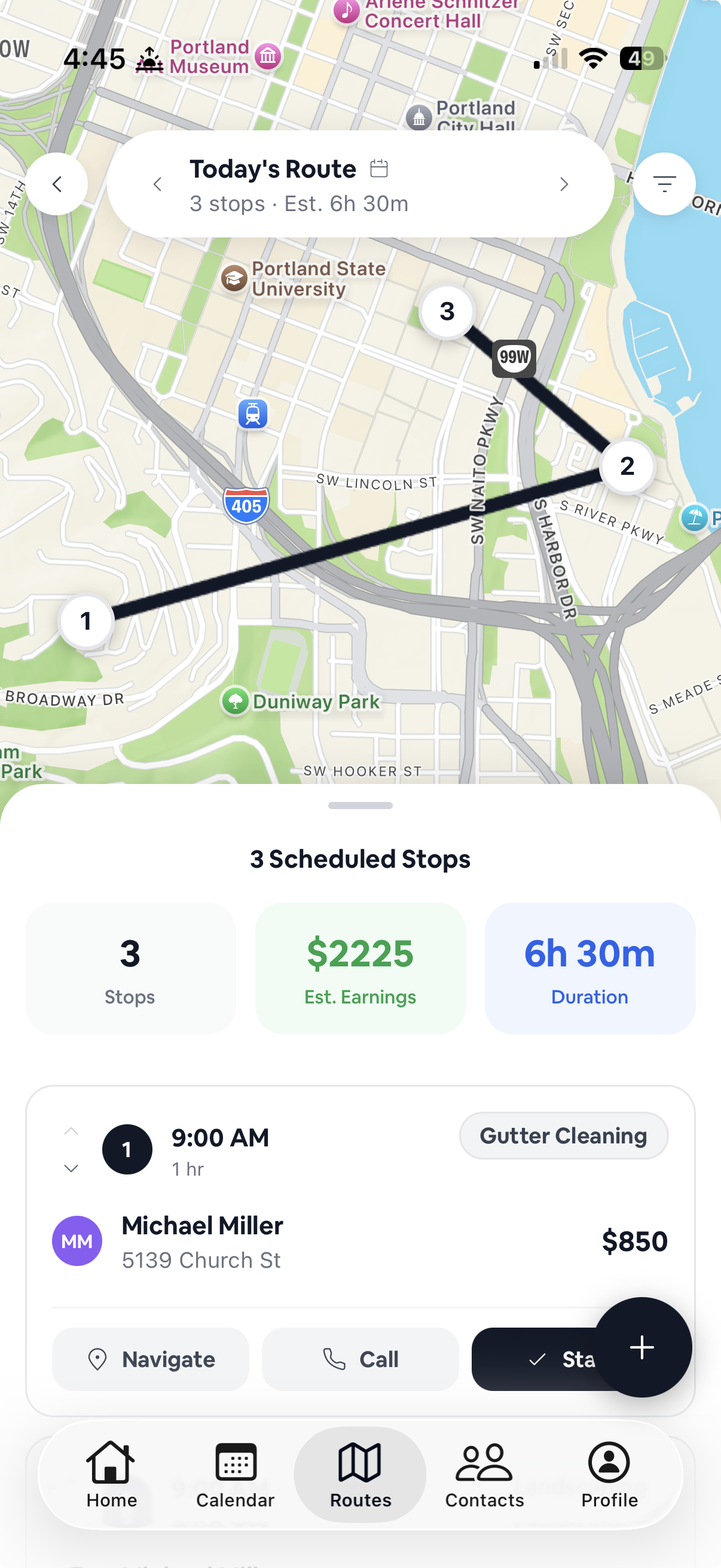 Optimized routes, every day, mobile view