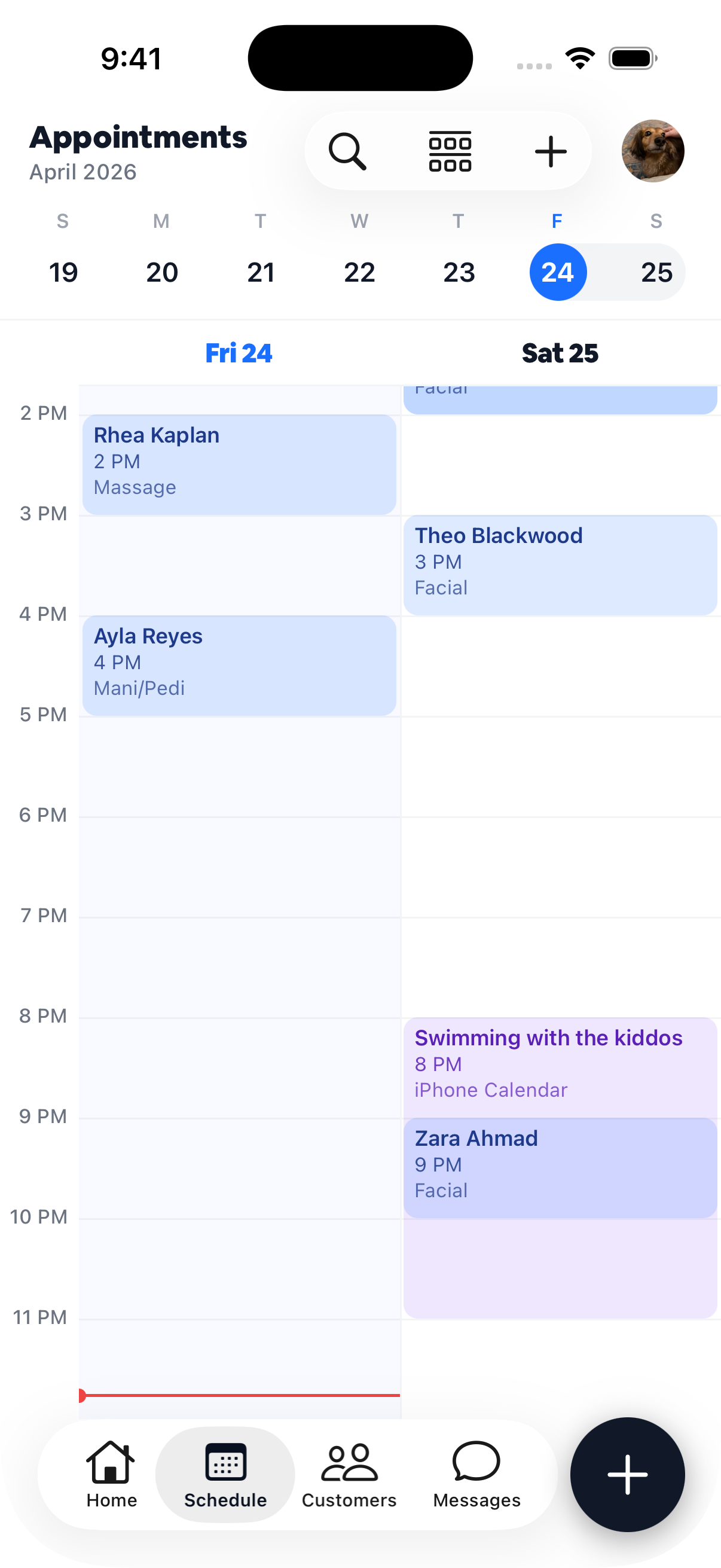Your personal life never gets double-booked, mobile view